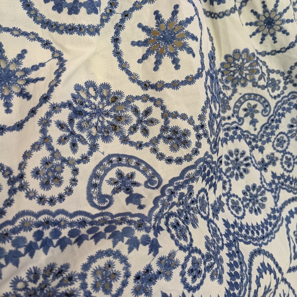 LAST ONE! ZARA EMBROIDERED MIDI DRESS WHITE & BLUE - Picture 14 of 17